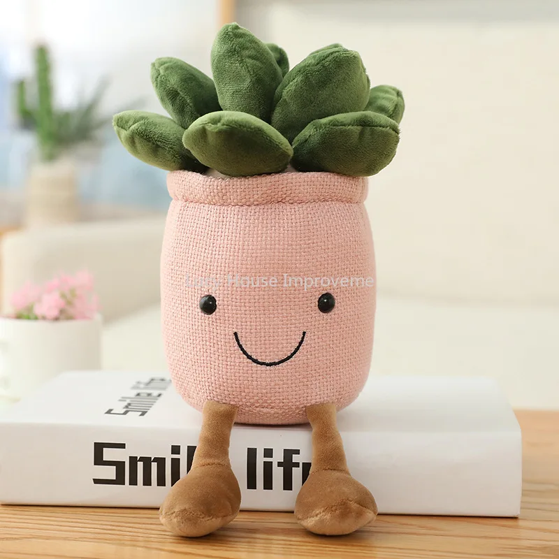 Lifelike Tulip&Succulent Plants Plush Stuffed Decor Toys Soft Bookshelf Decor Doll Creative Potted Flowers Pillow for Girls Gift 