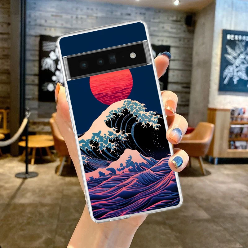 Fashionable Blue Wave Soft Clear TPU Transparent Phone Case