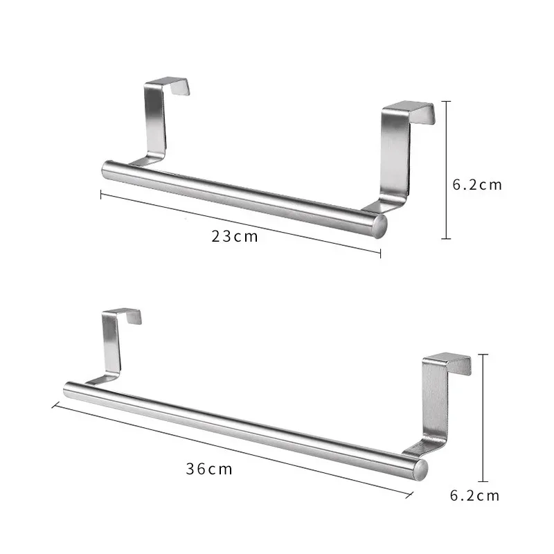 3PCS Stainless Steel Towel Rack Bathroom Towel Holder Stand Kitchen Cabinet Door Hanging Organizer Shelf Wall Mounted Bar