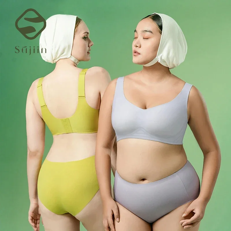 

SUJIIN Wireless Plus Size Smooth Bras for Big Busted Women Sexy Seamless Invisible Minimizer Push Up Bras Female Bralette MX135