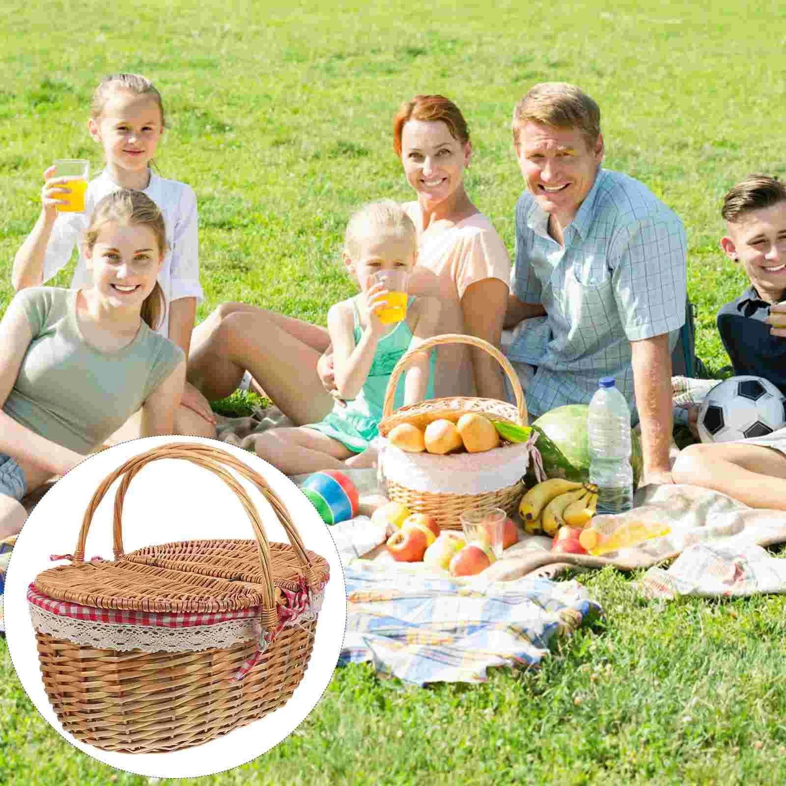 

Jojofuny Small Basket Gift Baskets Empty Farmhouse Woven Bread Basket Seagrass Wicker Picnic Basket Lid Rattan Storage