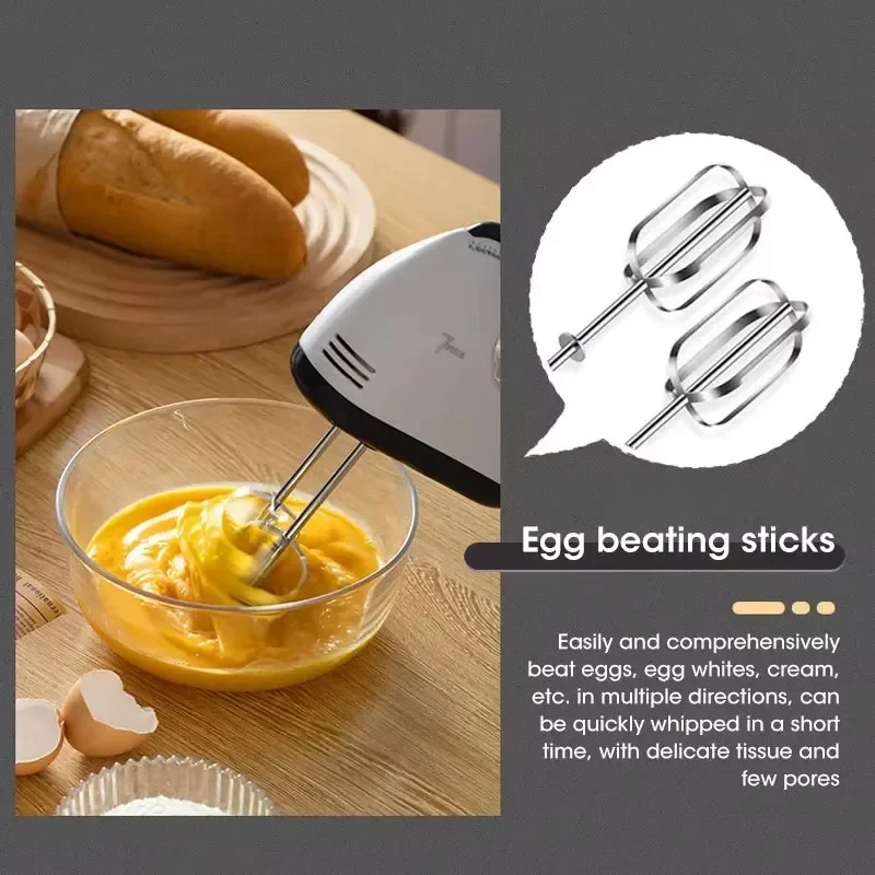 220V Handheld Electric Egg Beater, Household Automatic Mixer, Handheld Food Cake Bread Baking Dough Mixer, 7-speed Cream Blender
