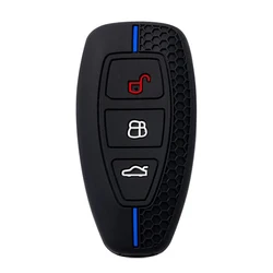 Premium Silicone Car Key Cover - Durable Protective Shell (Blue)