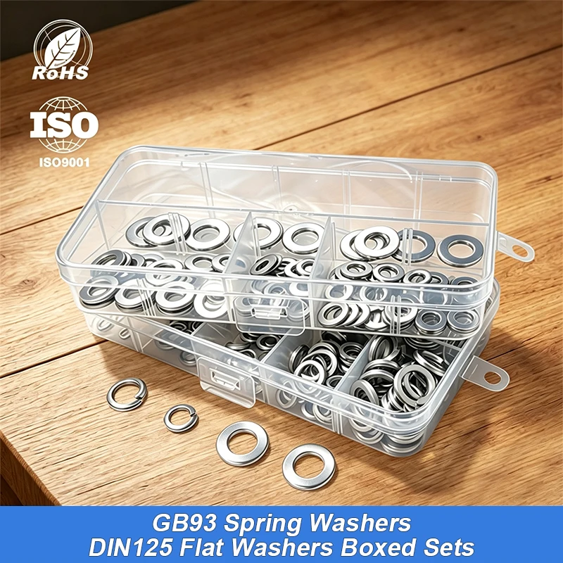 Stainless Steel Washer Assortment Pack – 260pcs Flat & Spring Locking Washers