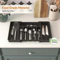 Black Ware Organizer Holder For Party Adjustable Utensil Tray For Drawers Expandable Cutlery Holder Kitchen Drawer Utensil Tray 2