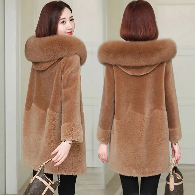 

Faux Fur Coat Womens 2022 Winter New Korean Loose Imitation Sheep Shearling Jacket Women Large Size Thick Plush Warm Outerwear