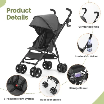 Lightweight folding High-view Baby Stroller Can Sit or Lie Down Portable Travel Babyshock-absorbing Stroller Four-wheel 5