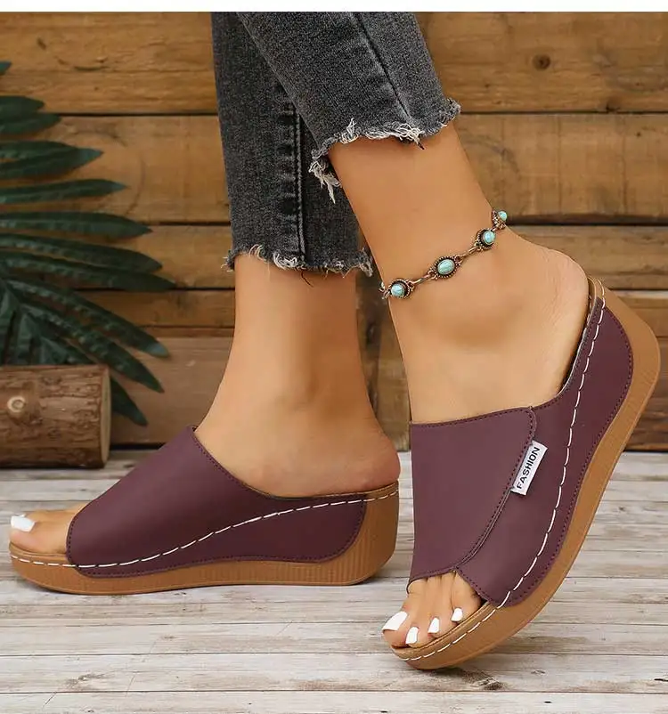 Damensandalen mit 5,5 cm Absatz für den Sommer, Damenschuhe, weiche Keilabsätze, Sandalias Mujer 2026, neue Schuhe, Sommerpantoffeln – Detail 36