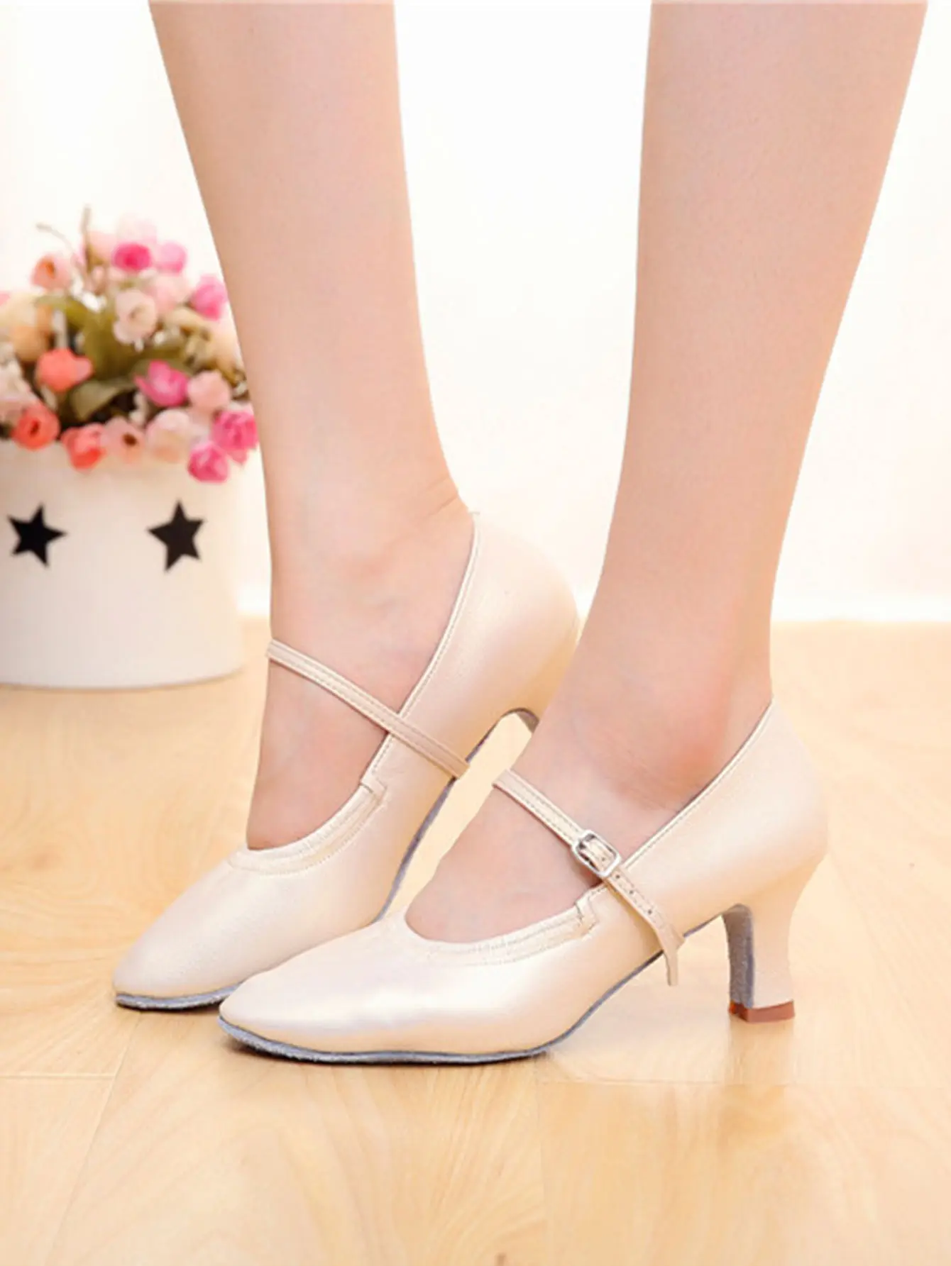 Woman's Latin Dance Shoes Ladies Tango Jazz Modern Ballroom Practice Dancing Shoes Soft Sole Heels 5cm Women Heeled Sandals 6