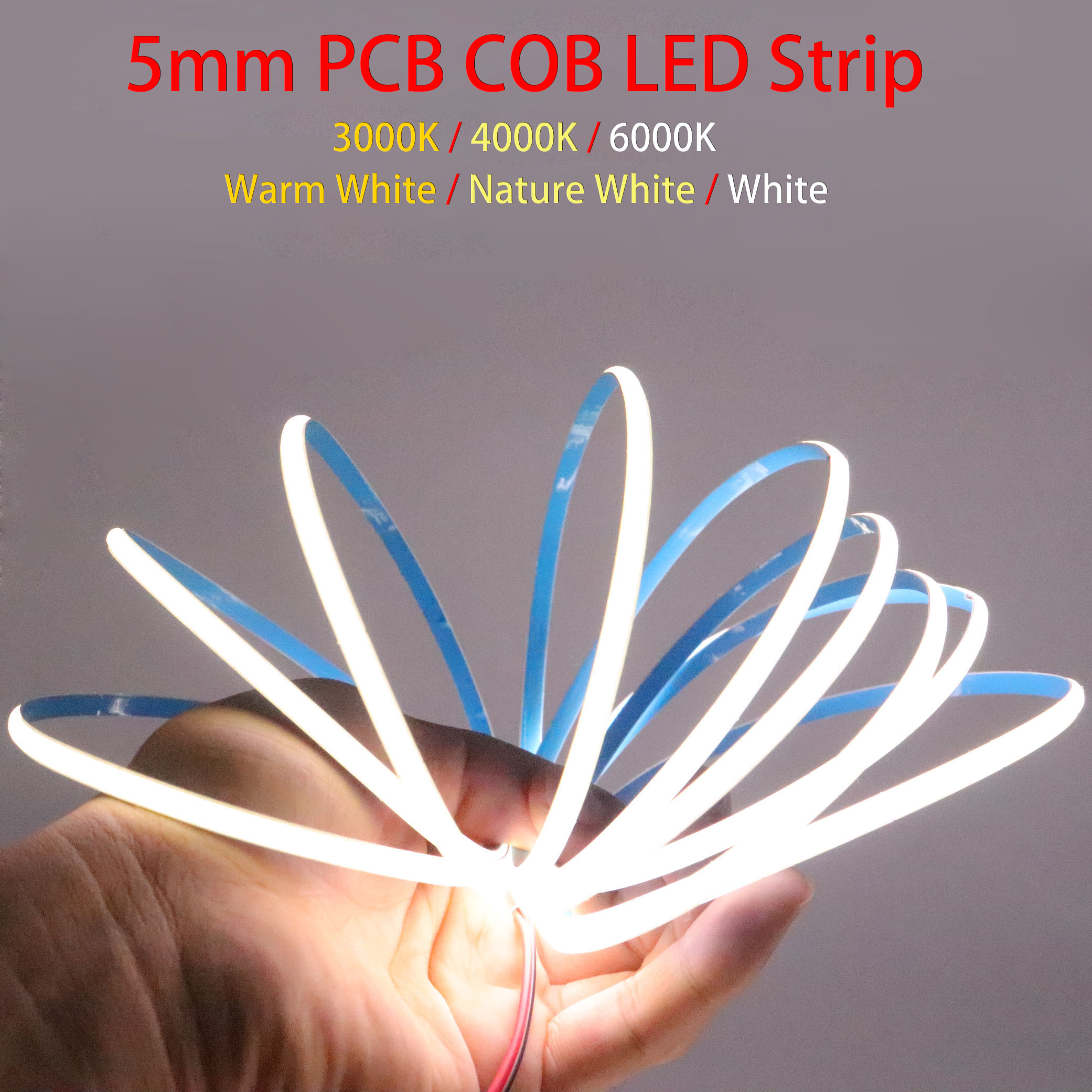 Super Thin 5mm COB LED Strip 384LEDs/m Dimmable soft Led Light Bar Warm Cold White for KTV Hotel home Decor Lighting DC12V/24V