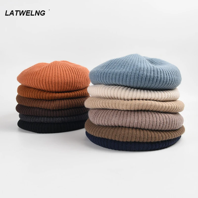 New Crochet Beret For Women Autumn Winter Warm Hat Pumpkin Boin Hat