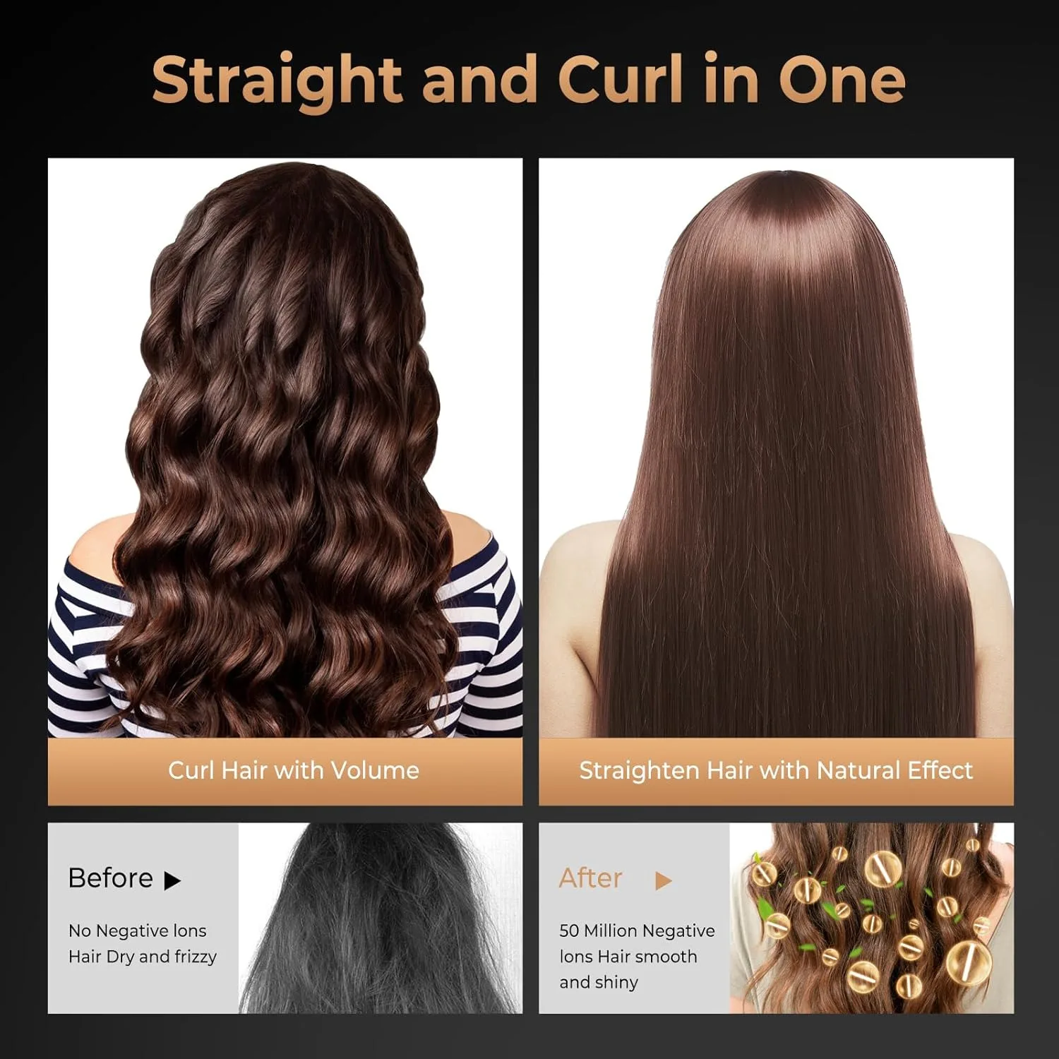 3In1 Dual PTC Fast Heating 210&deg;C Ceramic Hair Curler Comb Wand Straightener 32/38mm