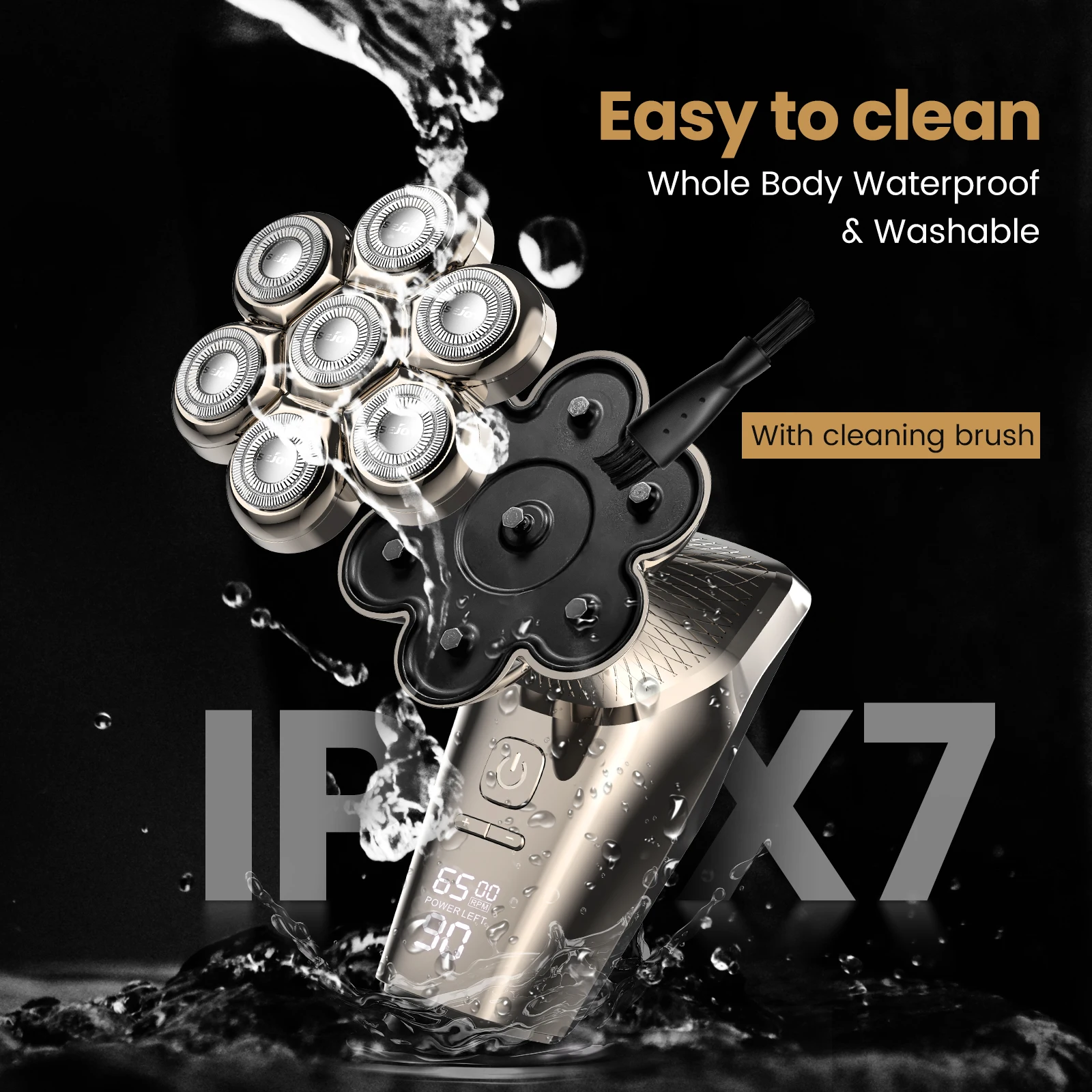 Sejoy Mens 7 Blade Razor Replacement Shaving Heads Floating Washable Electric 7D Shavers Trimmers Kit Cutter Blades 4
