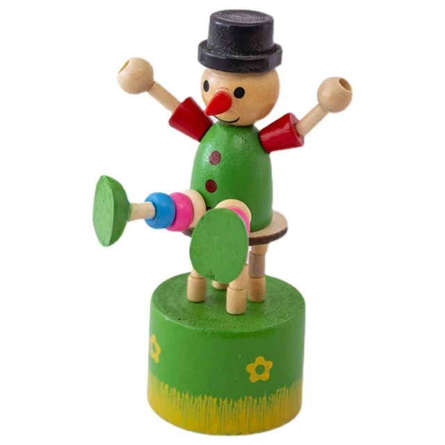 Cute Creative Swing Wooden Clown Dancing Desktop Toys 4.33x1.57