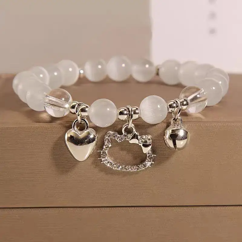 

Sanrio Hello Kitty Beaded Bracelet MINISO Anime Cartoon Cute KT Cat Kawaii Ornaments Fashion Jewelry Girl&Child Holiday Gifts