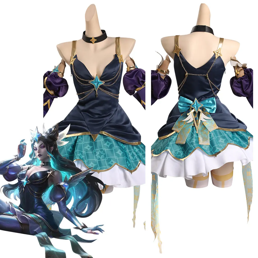

LOL Syndra Star Guardian Cosplay Costume Dress Neckband Women Girls Outfits Halloween Carnival Party Disguise Roleplay Suit