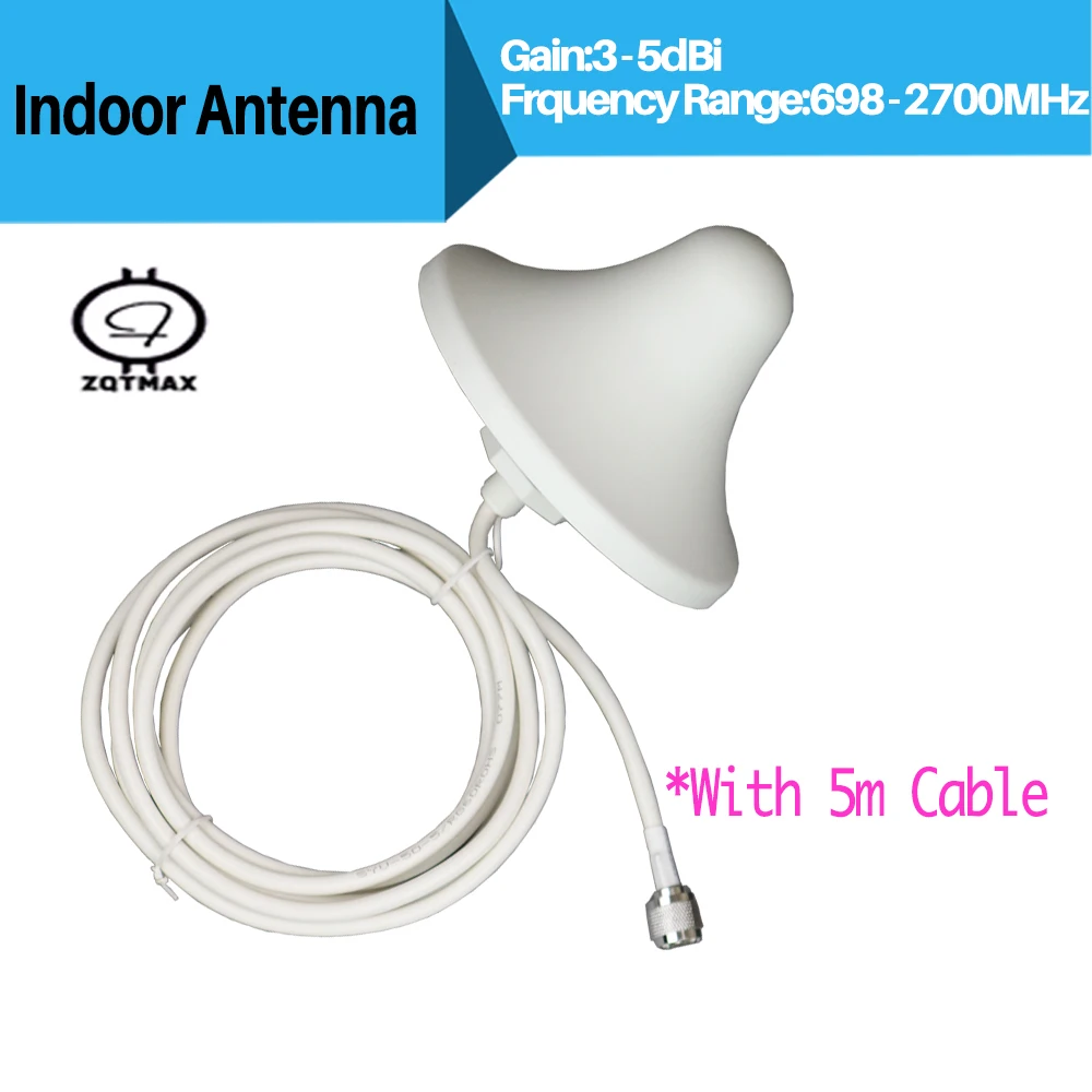 ZQTMAX 698 - 2700mhz 2G 3G 4G Mobile Phone Antenna with 3/5m cable Indoor Ceiling Internal Antenna For Cellular Signal Amplifier 800 2500mhz 2g 3g 4g indoor antenna 2600 ceiling internal antenna for cell phone signal gsm dcs wcdma booster repeater amplifier