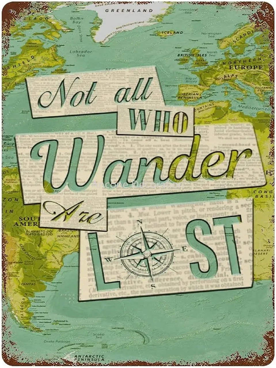 

Vintage Tin Sign All Who Wander are Lost Metal Tin Sign Hiking Metal Tin Sign Wanderlust Art Wall Sign Love Camping Wall