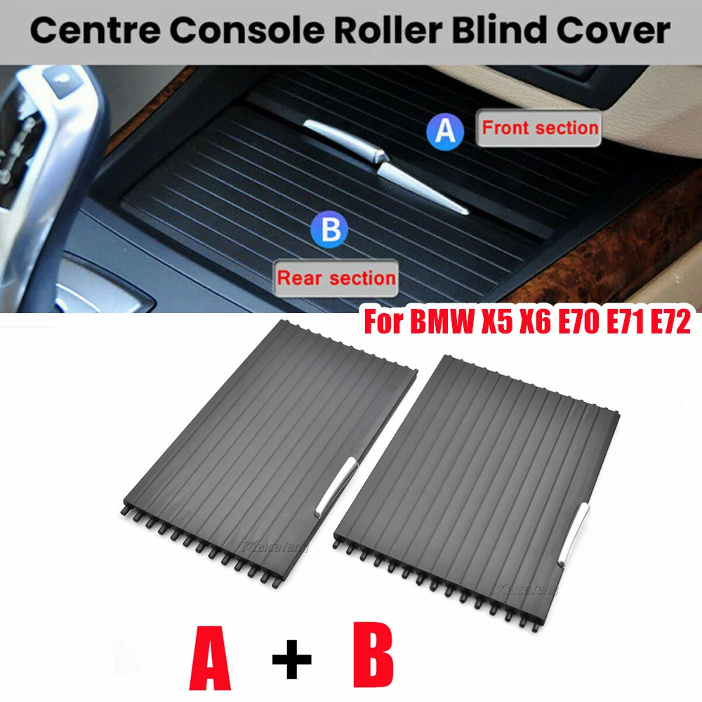 Car Center Console Cup Holder Cover Slide Roller Blinds Storage Box Cerniera Copertura Scorrevole Per Bmw X5 E70 X6 E71 E72 2007-2014