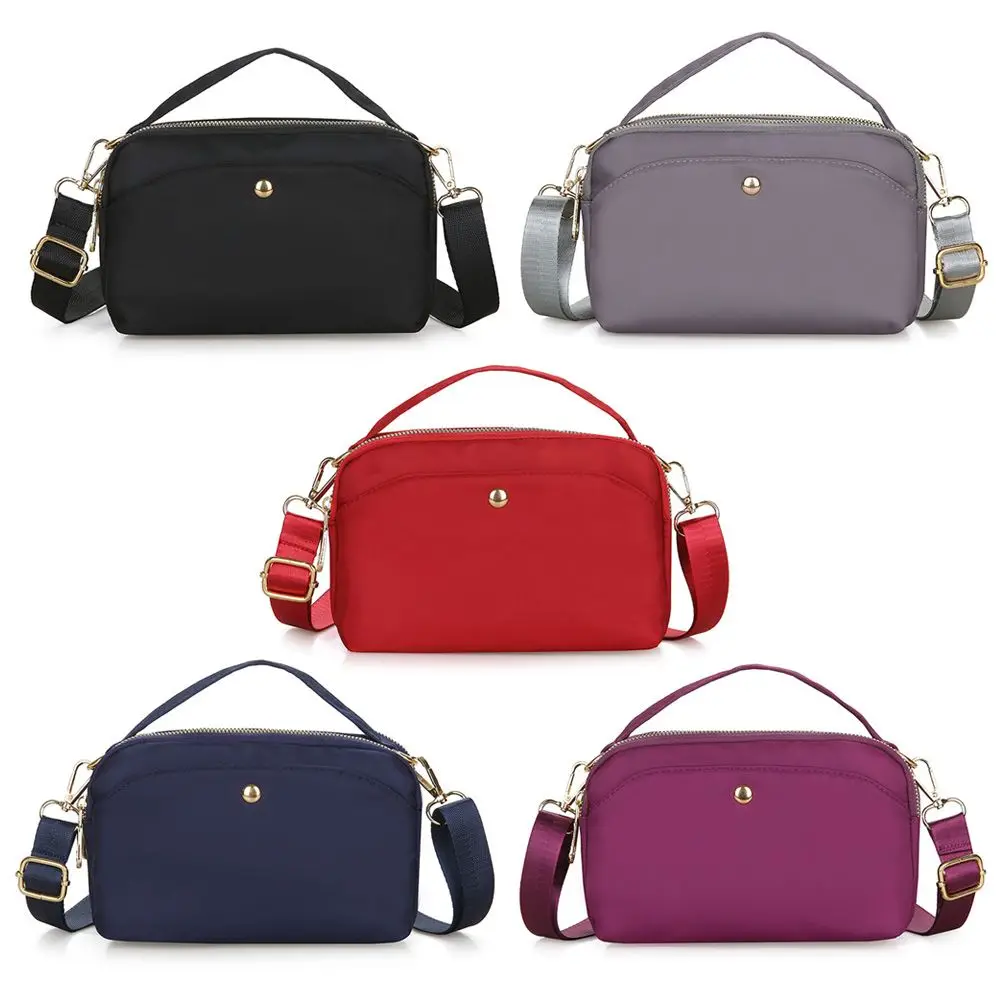 WomenFashionSolidColorZipperWaterproofNylonShoulderBagFemale