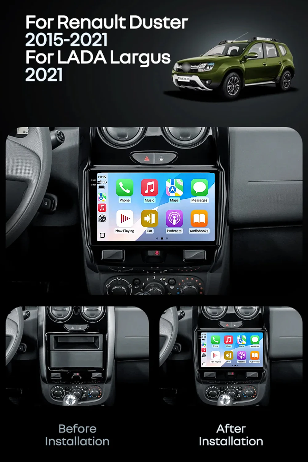 Para Renault Duster Dacia Duster 2015 - 2021 para LADA Largus 2021 Android 15 12 + 256GB Radio de coche Carplay Auto Multimedia Estéreo 4G 2