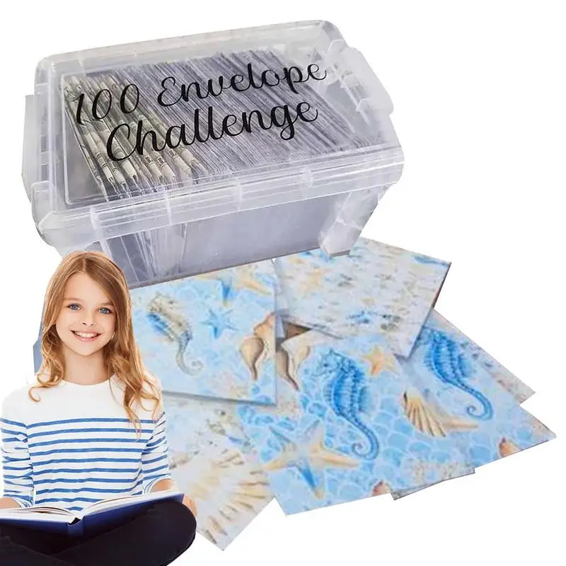 100 Envelope Challenge Box Set Waterproof Documents Bills Cash Storage Box  Money Saving Envelopes Storage Box Home Accessories