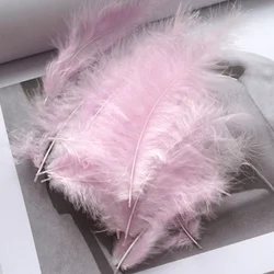 50pcs Fluffy White Turkey Feathers for DIY Wedding Dress and Jewelry Decor (Pink)