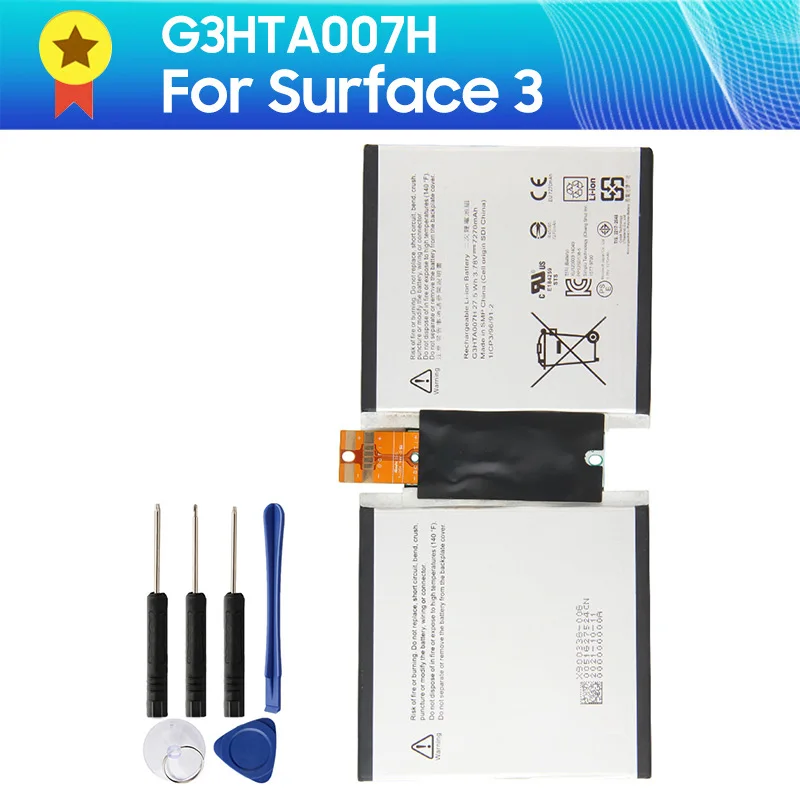 

Сменный аккумулятор G3HTA007H для Microsoft Surface 3 1645 Surface3 G3HTA003H G3HTA004H + инструменты, качественный продукт 7270 мАч