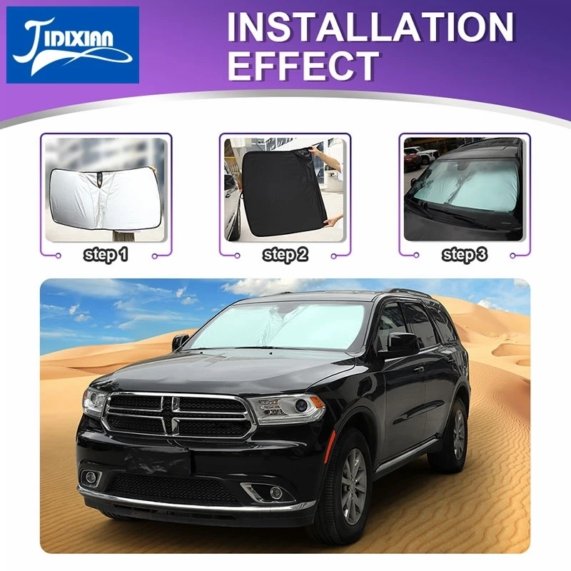 JIDIXIAN Car Front Windshield Visor Sunshades Cover for Dodge Durango 2011 2012 2013 2014 2015 2016 2017 2018 Up