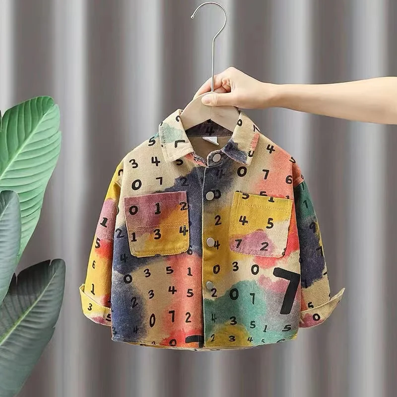 Boys' Spring and Autumn Coat New Boys and Children's Denim Shirts Boys' Top Children's Long sleeved Shirts