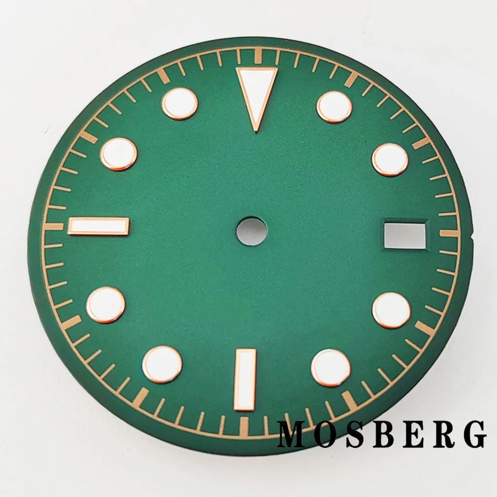Sterile Green Luminous Watch Dial with Date Window, 30.5mm