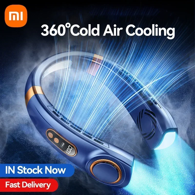 

XIAOMI Colorful LED Electric Neck Fan Digital Display 5 Sspeed 4000mAh Bladeless Hanging Neck Air Cooler Air Conditioner Type-C