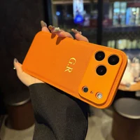 Personalized Name Faux Leather Phone Case For iPhone 17 16 15 14 13 Pro Max Plus Air Custom Initials DIY Hot Gold Foil Stamping 6