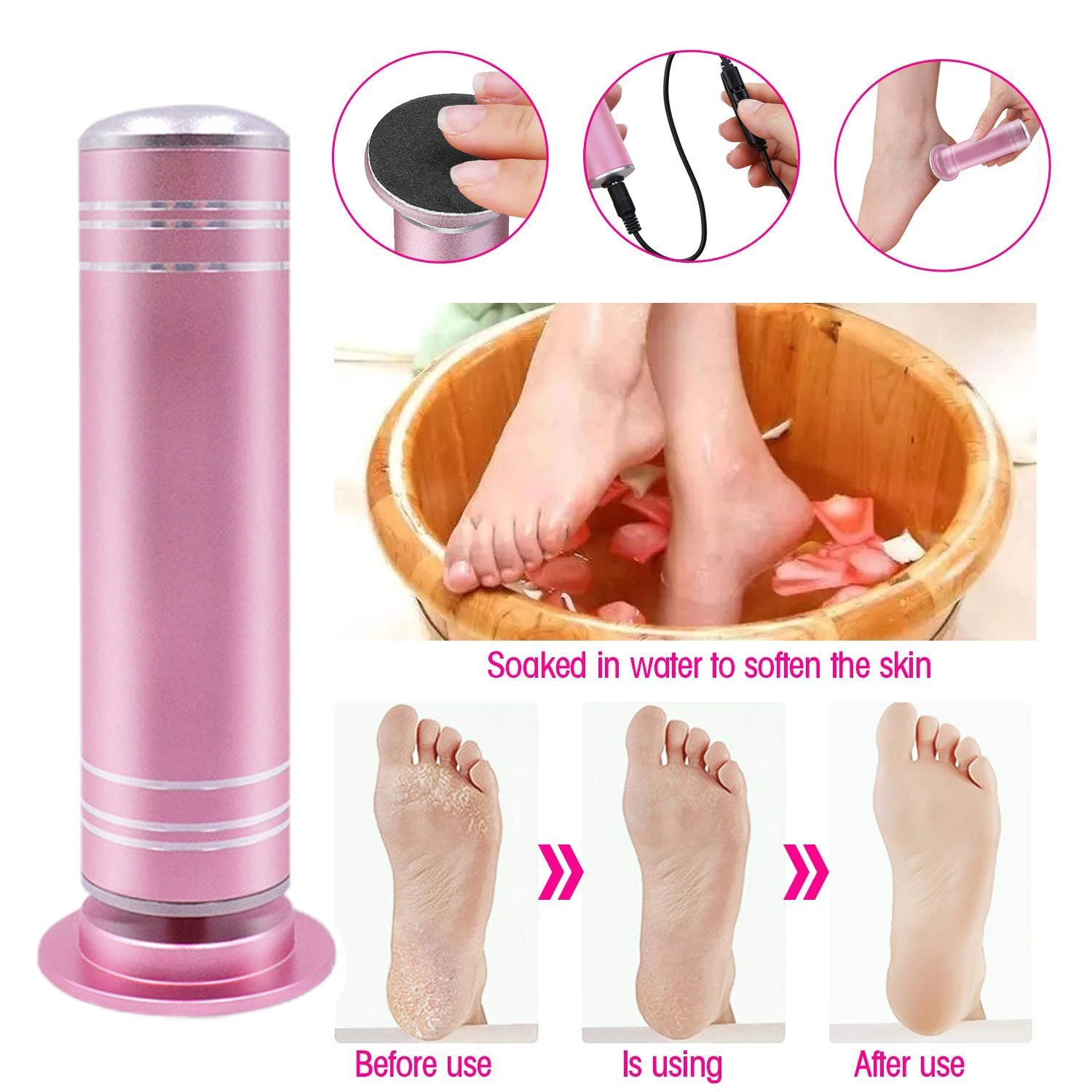 Electric File For Feet Exfoliator Tool Remove Calluses Hardness Dead Skin Heels Grinding Pedicure Electric Foot Grinder Machine 6