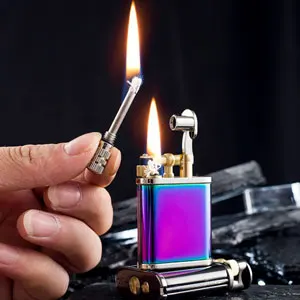 Description Picture 5 of item2 in 1 cool Lighetrs Permanent Match Antique Style Lift Arm Kerosene Lighter Grinding Wheel Ignition for camping BBQ Men's gift