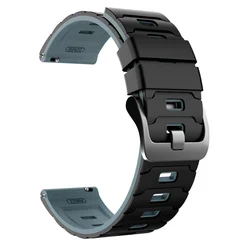 Versatile 22mm Sports Strap Replacement - Durable Rubber Bracelet - 22mm width band (Black Gray)