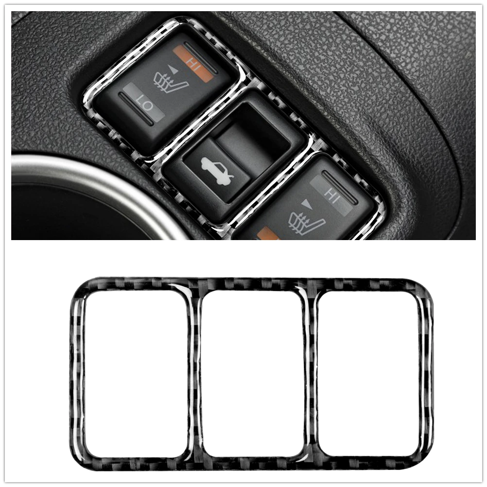 In Fibra Di Carbonio Car Center Heating Console Button Panel Sticker Frame Cover Switch Manopola Trim Bezel Per Nissan 2009-2022 370Z