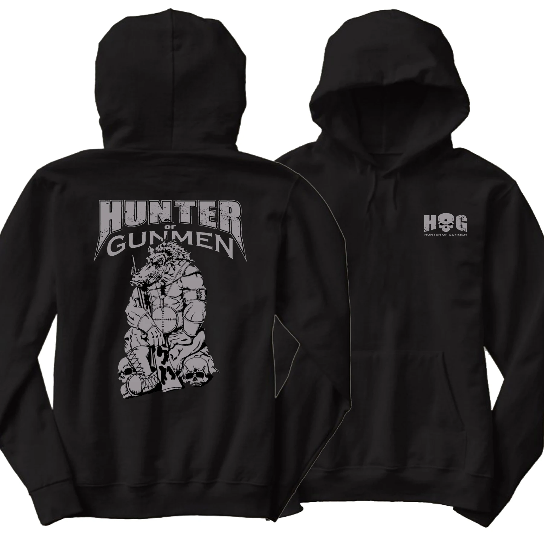 

Мужская толстовка с капюшоном Hunter of Gunmen Hog, Черный Повседневный пуловер с капюшоном из 100% хлопка, для улицы