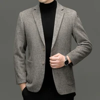 Men Cashmere Blazers Gray Coffee Black Sheep Wool Suit Jackets Slim Fit Design Middle Class Outfit Old Money Style Clothes 2024 1