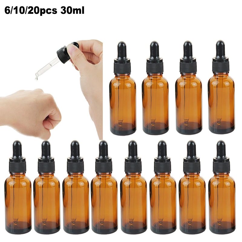 30 Flacons Compte-gouttes En Verre Ambré 30 ML - Avec Pipettes, Entonnoirs Et étiquettes | Pour Huiles Essentielles, Cosmétiques