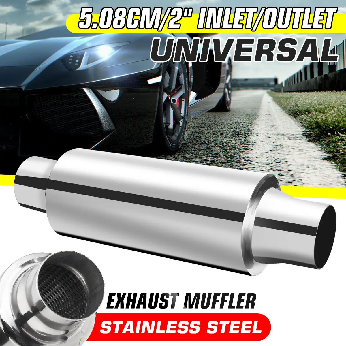 51mm2ExhaustMufflerPipeResonatorStainlessSteelMufflerTip
