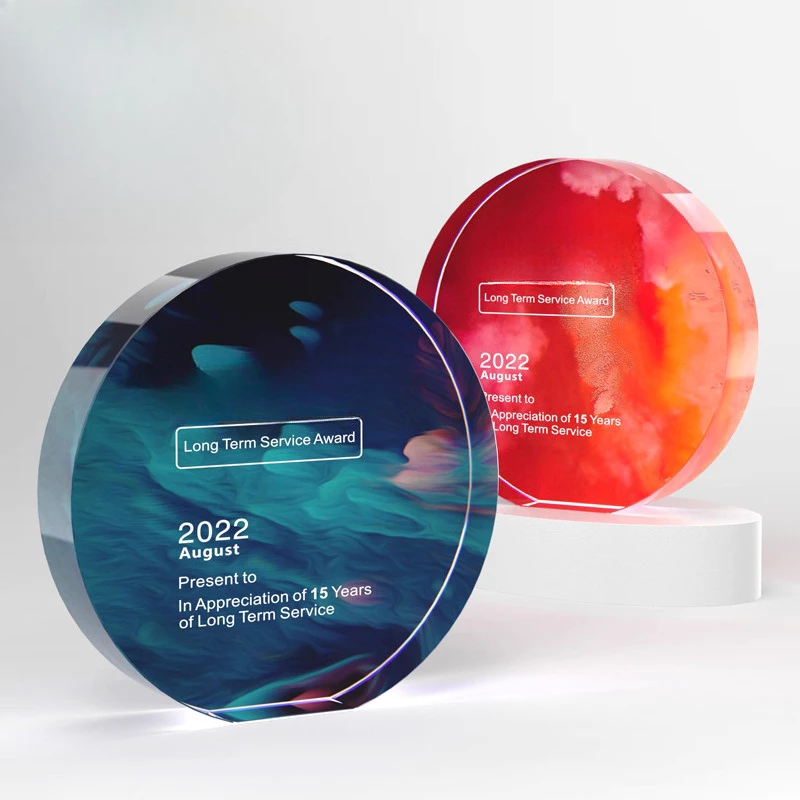 Customized Rotundity Crystal Trophy Color Printing Sports Annual Meeting Award Outstanding Employee Souvenir Home Decoration 1Pc