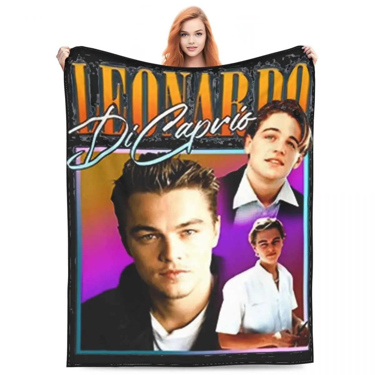 

Leonardo DiCaprio Bootleg Merch Blankets Flannel Sofa Vintage Throw Blanket Cozy Super Soft for Bedroom Bedding Throws