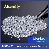 100% Genuine 1.0ct Wholesale Size Price 1.0~3.75mm D Color Round Cut Lab Grown Loose Moissanites Stone Test Positive 1