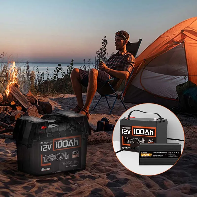 Humsienk 12V 100Ah Built-in 100A BMS Lithium Iron Phosphate Battery Packs For RV/ Vans/ Trolling Motor/ Golf Cart/ Camping 6