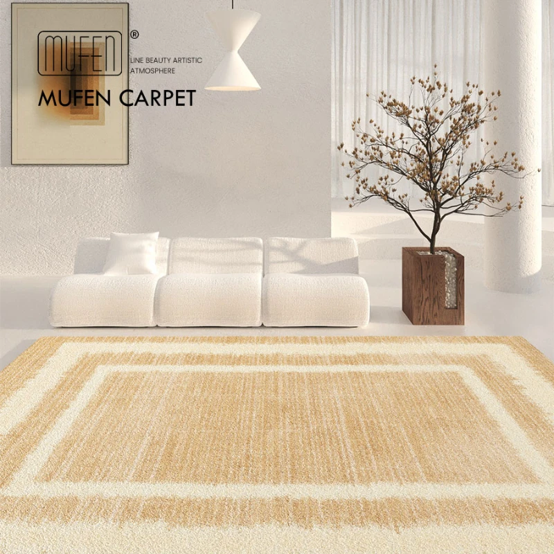

Кремовый декоративный плюшевый ковер для спальни, современные минималистичные ковры для гостиной, пушистый мягкий прикроватный коврик, утолщенный нескользящий коврик