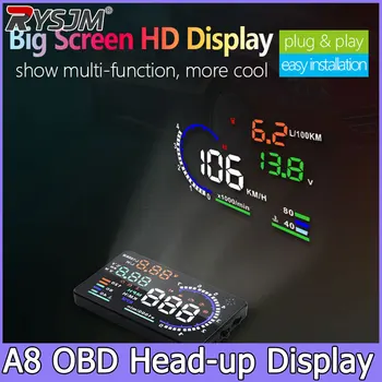 Pantalla de Visualización Frontal (HUD) A8 OBD, Velocímetro para Automóvil, Tacómetro con Alarma de Exceso de Velocidad, Accesorios Electrónicos para Automóvil 1