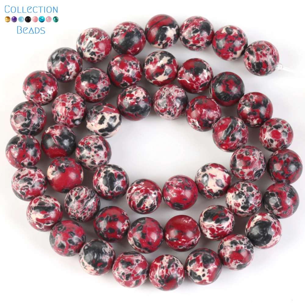 Natural Stone Sea Sediment Jasper Beads in Purple & Lake Blue - Round Spacer Beads for DIY Jewelry & Bracelets