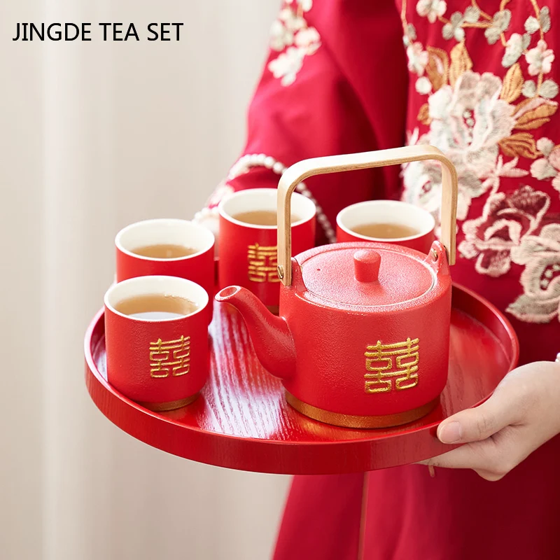Household Ceramics Tea Pot Set Teacup Teapot Tea Ceremony Supplies Boutique Handmade Sets Wedding Gifts