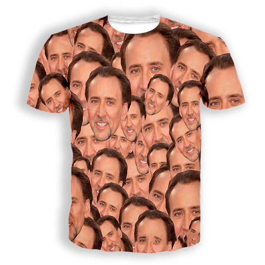 Nicolas Cage 3D Print T Shirt Men Woman Short Sleeve Streetwear